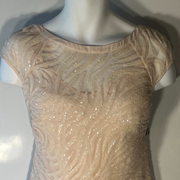 Jessica Simpson SZ12 Cream Mesh & Sequin Sheath Dress Formal Party Y2K Chic Prom - Picture 5 of 12